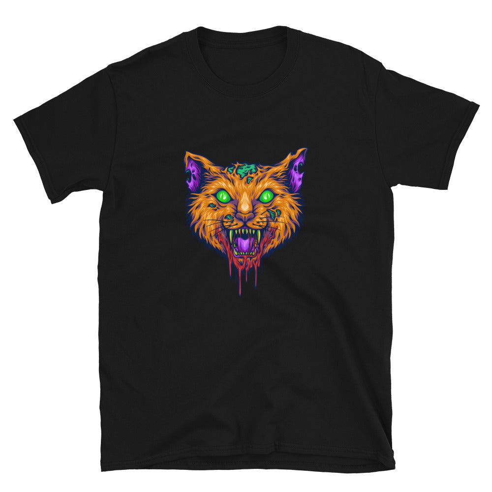 Gruseliges Monsterkopf-Katze-Fit-Unisex-Softstyle-T-Shirt