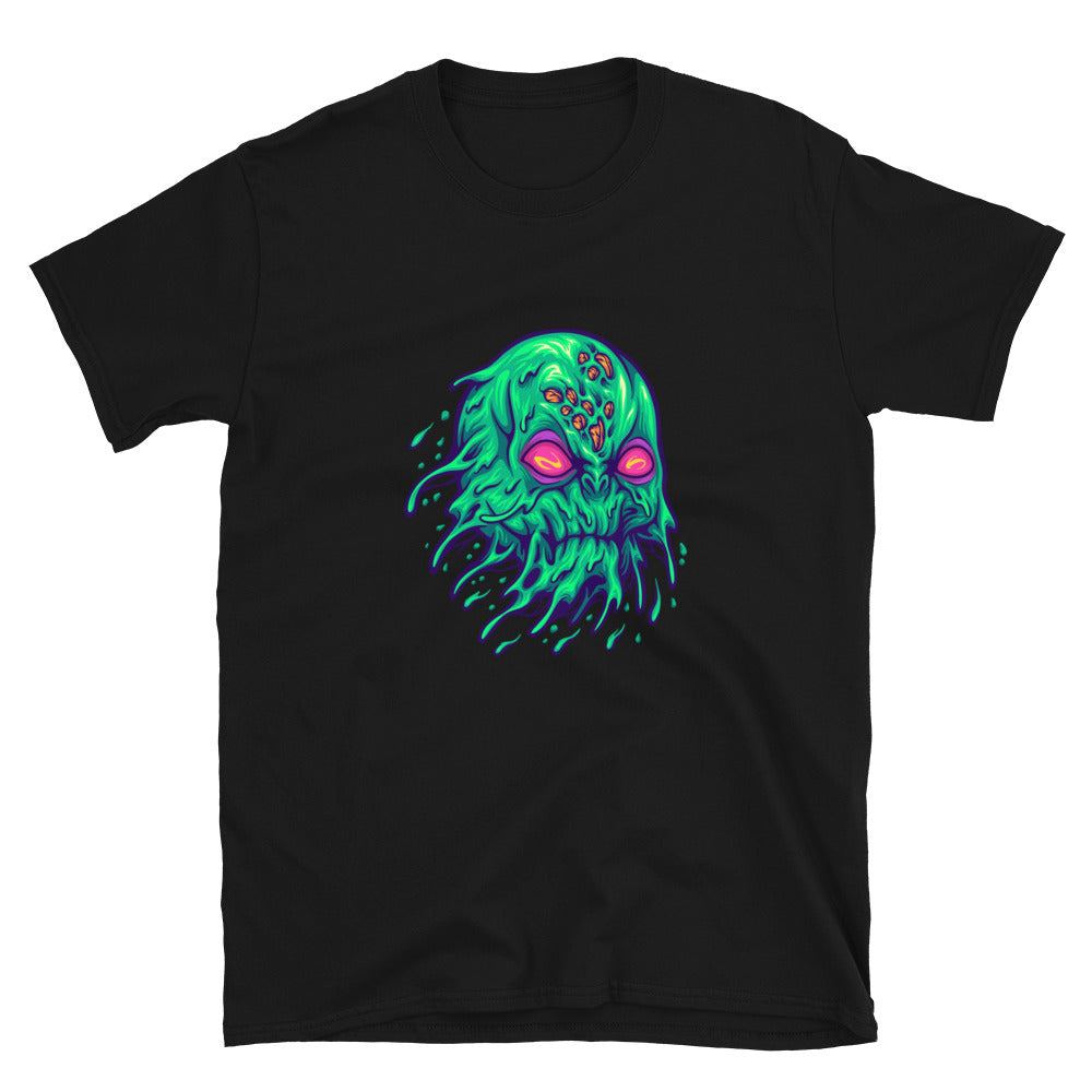 Scary flying alien head Fit Unisex Softstyle T-Shirt