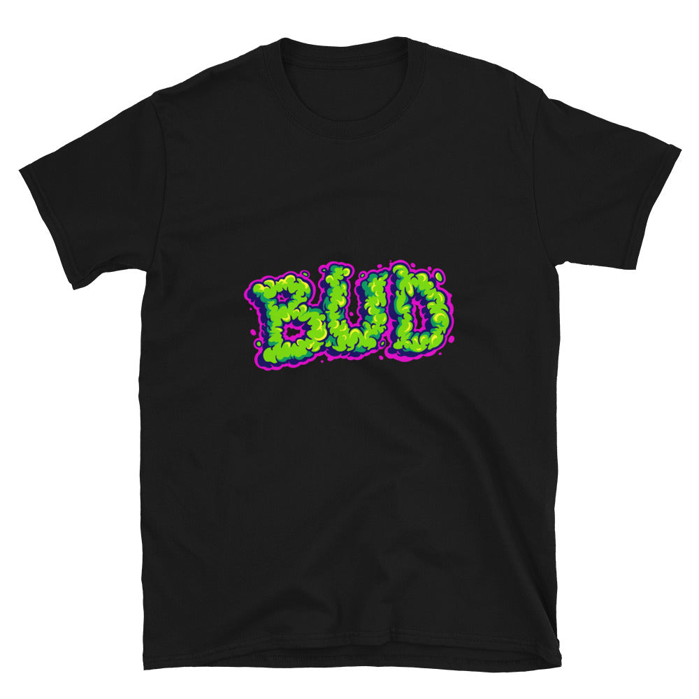 Weed bud smoke effect lettering words Fit Unisex Softstyle T-Shirt