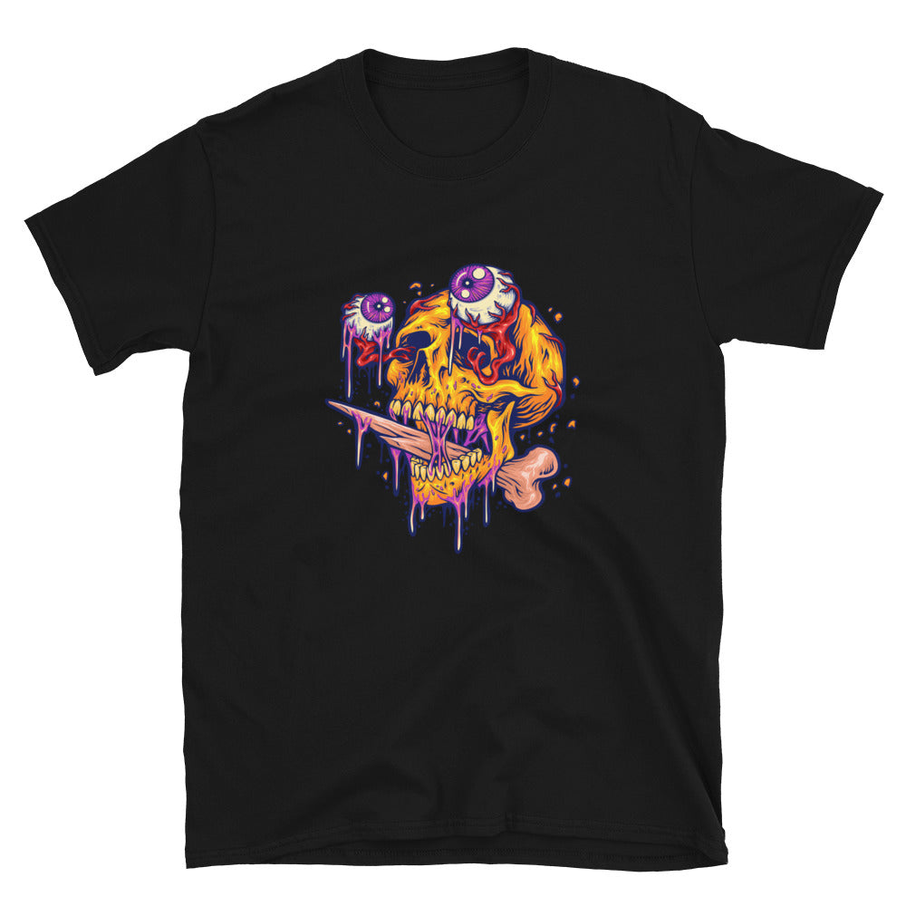 Cabeza de calavera aterradora con ojos de zombie Fit Camiseta unisex Softstyle