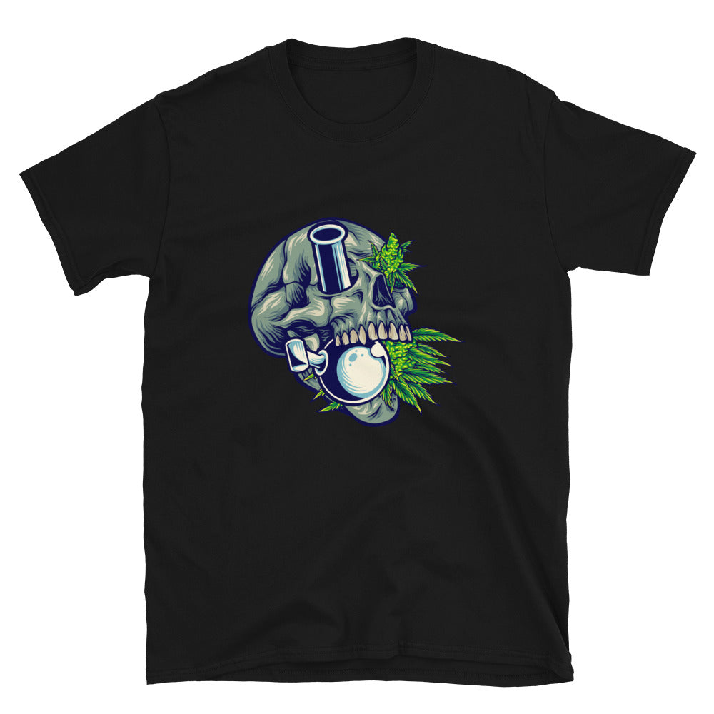 Stone skull with kush glass bong weed Fit Unisex Softstyle T-Shirt