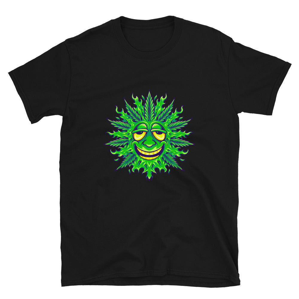 Weed leaf cute emoji smile Fit Unisex Softstyle T-Shirt