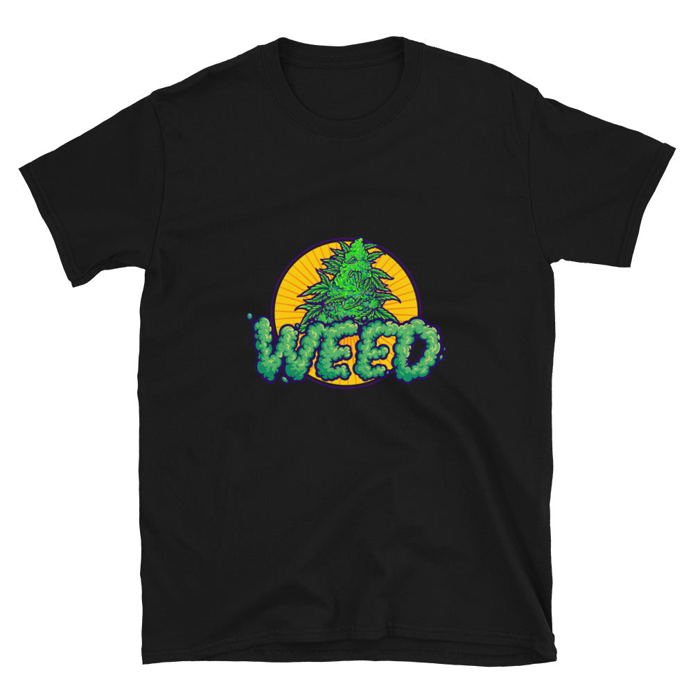 Weed smoke word lettering Logo cannabis Plant leaf Fit Unisex Softstyle T-Shirt