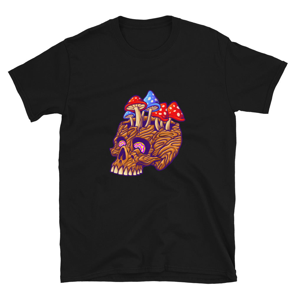 Wood skull with mushrooms Fungu Fit Unisex Softstyle T-Shirt