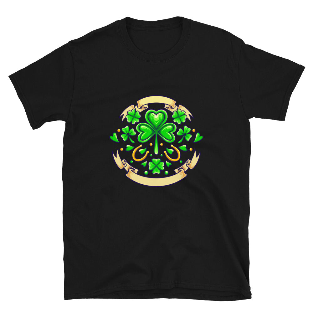 St patricks clover day with vintage ribbon Fit Unisex Softstyle T-Shirt