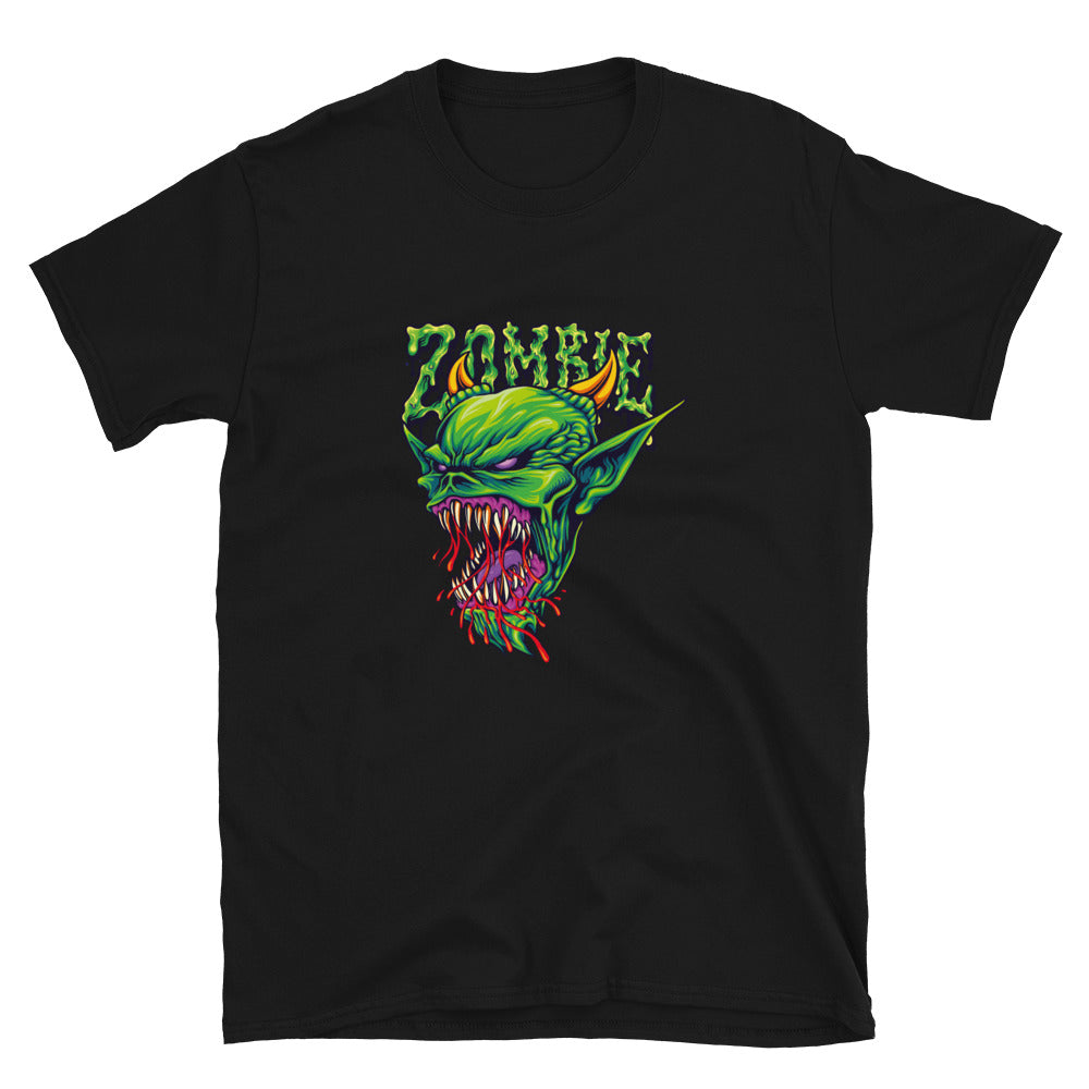 Scary green head zombie blood Fit Unisex Softstyle T-Shirt