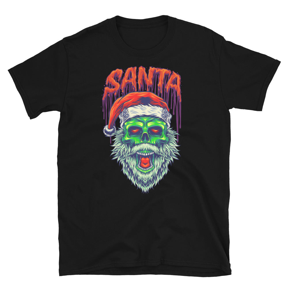 Camiseta unisex Softstyle con diseño de esqueleto de calavera verde de Santa Horror