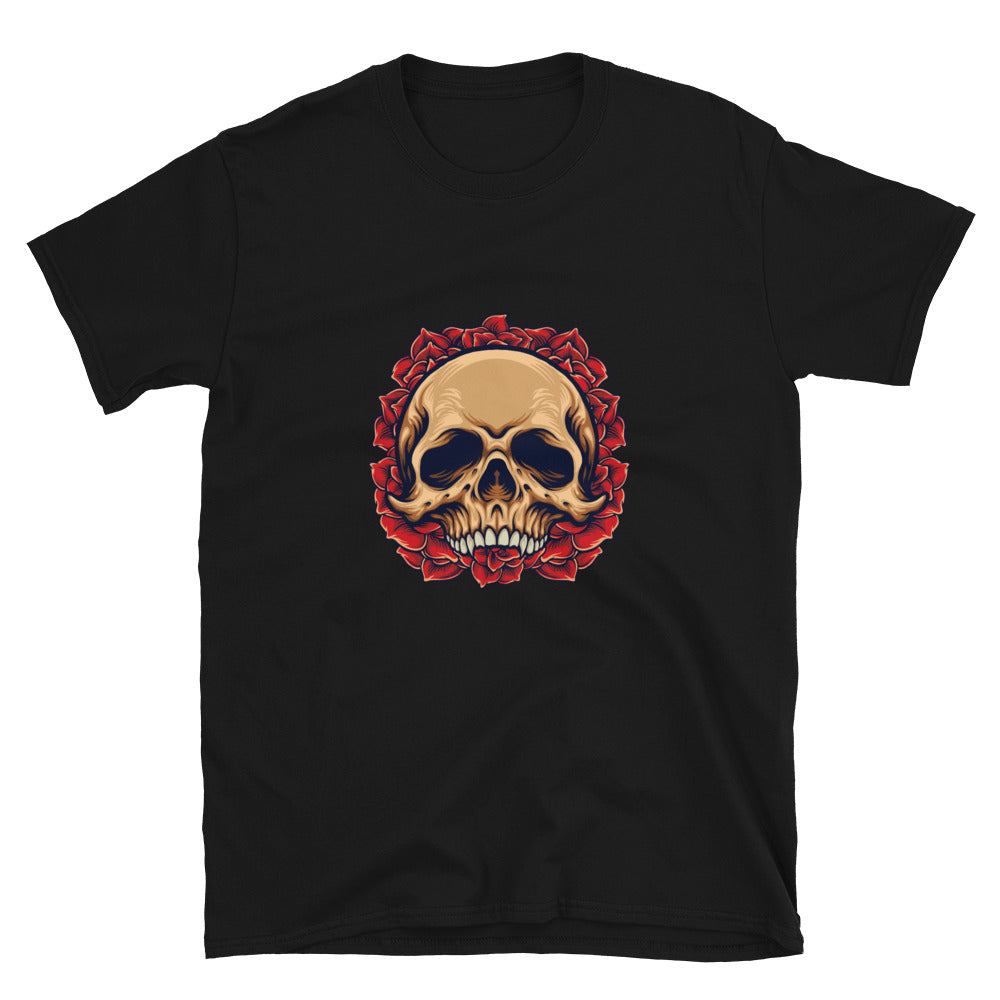 Camiseta unisex Softstyle con marco de rosas de calavera de azúcar