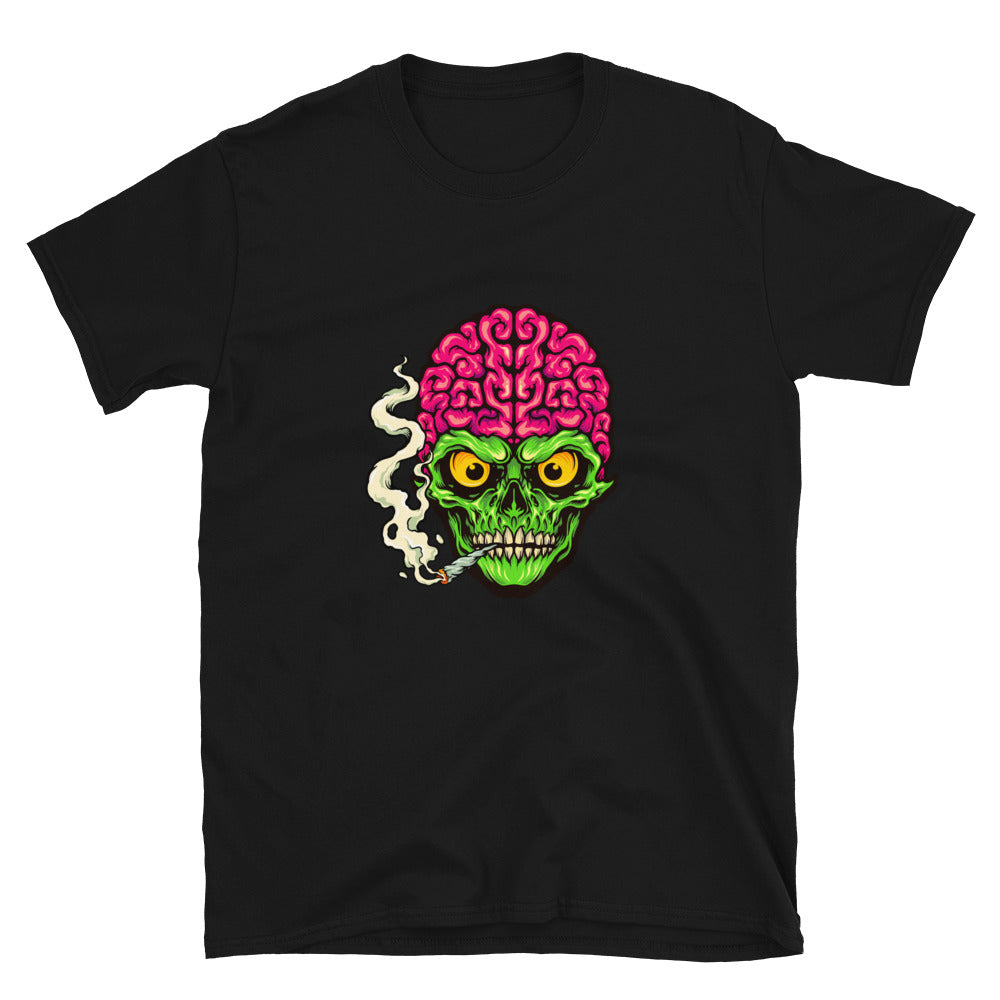 Fumar calavera hierba cigarrillo ajuste unisex Softstyle camiseta