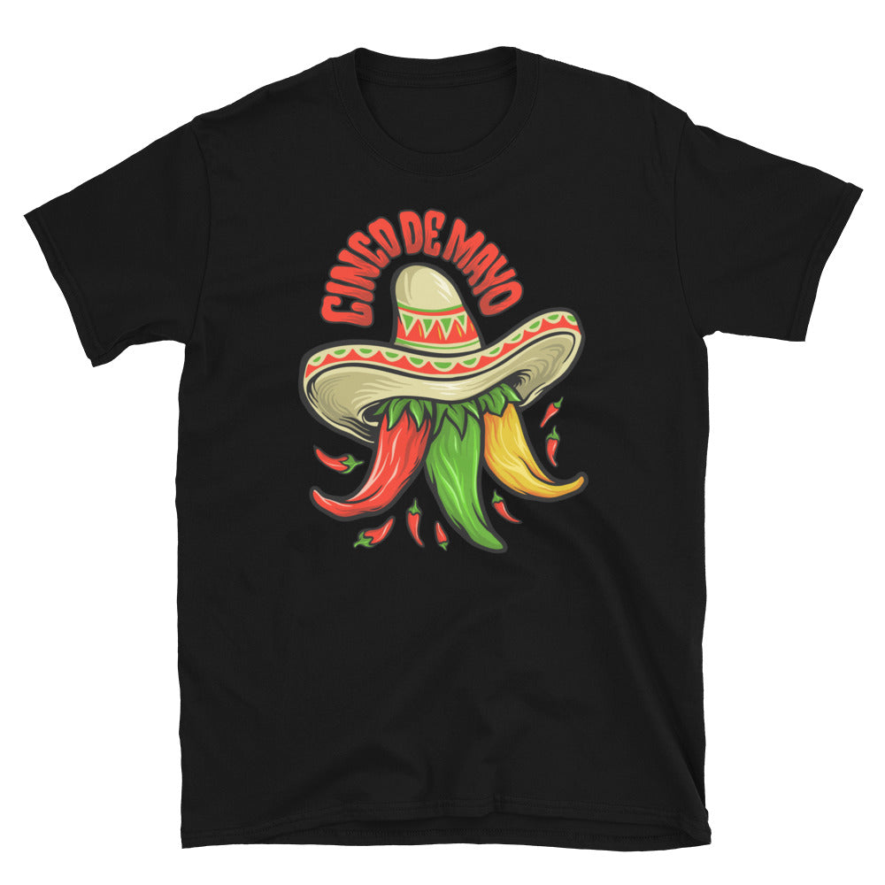 Logo Restaurant Cinco de Mayo Mexican Chili Mascot Fit Camiseta unisex Softstyle