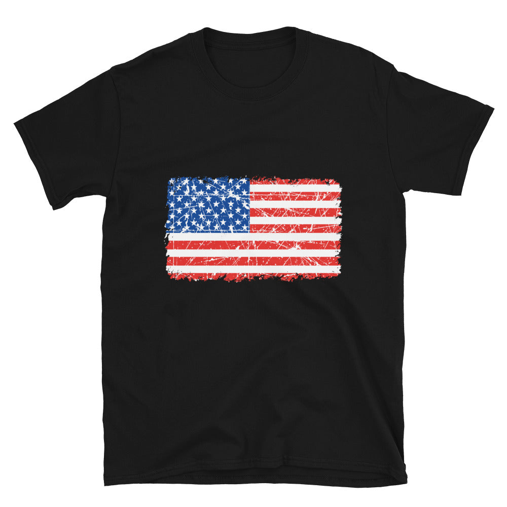 USA Grunge Flag Fit Unisex Softstyle T-Shirt