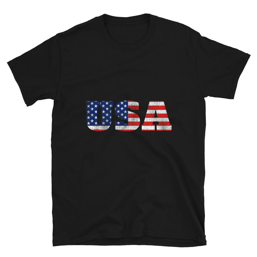 USA Letter Distressed Fit Unisex Softstyle T-Shirt