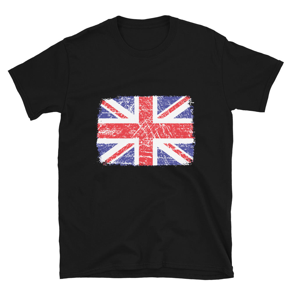 Camiseta unisex Softstyle con bandera del Reino Unido envejecida 4 Fit