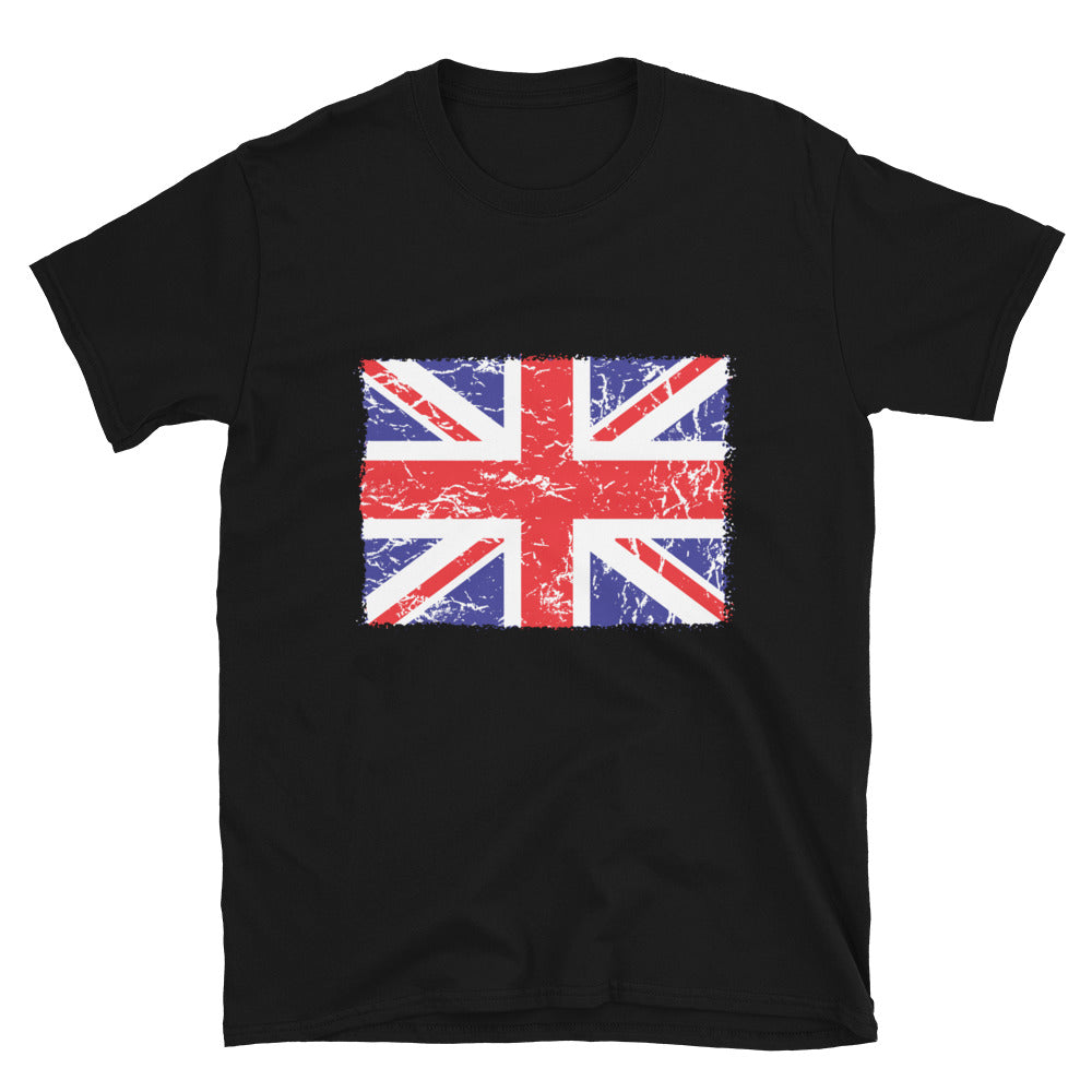 Camiseta unisex Softstyle con bandera del Reino Unido envejecida 3 Fit