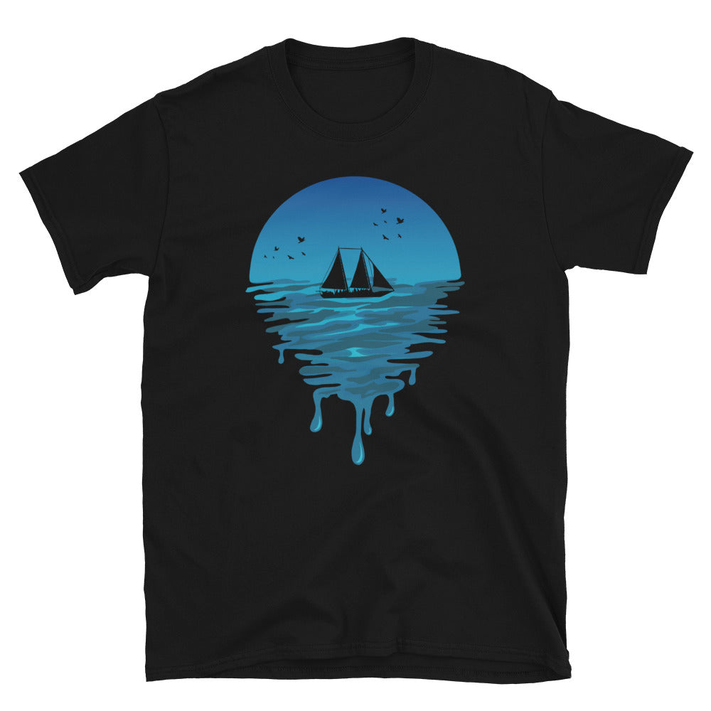 Segelboot in Melted Ocean Fit Unisex Softstyle T-Shirt