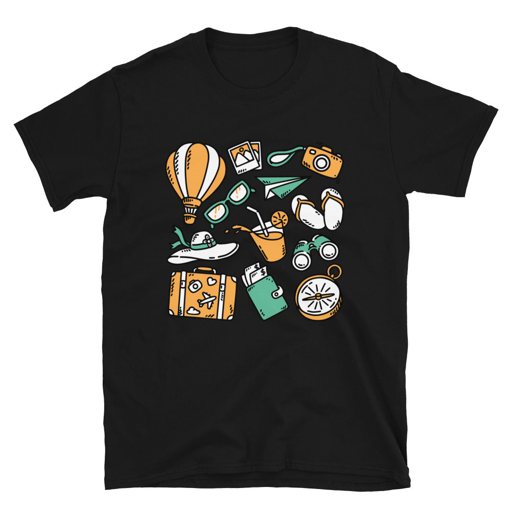 Set of hand drawn travel elements Fit Unisex Softstyle T-Shirt