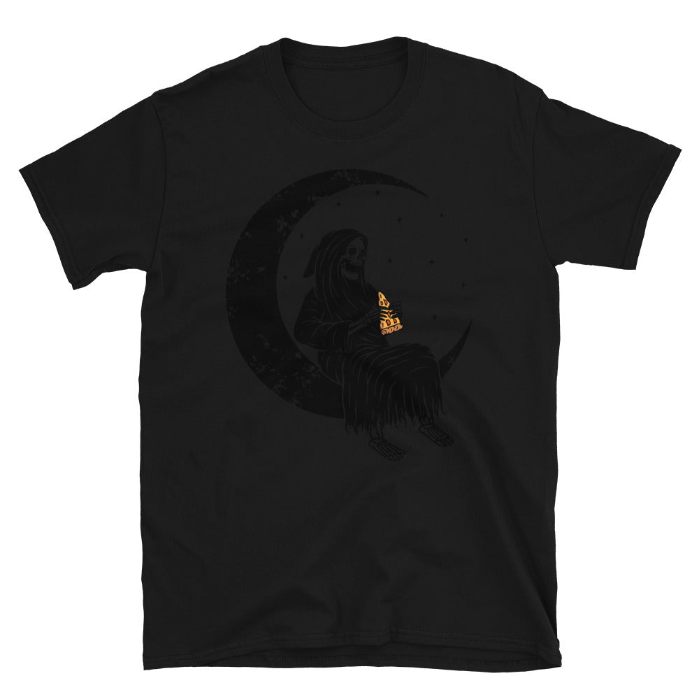 Totenkopf grimmig auf dem Mond Fit Unisex Softstyle T-Shirt