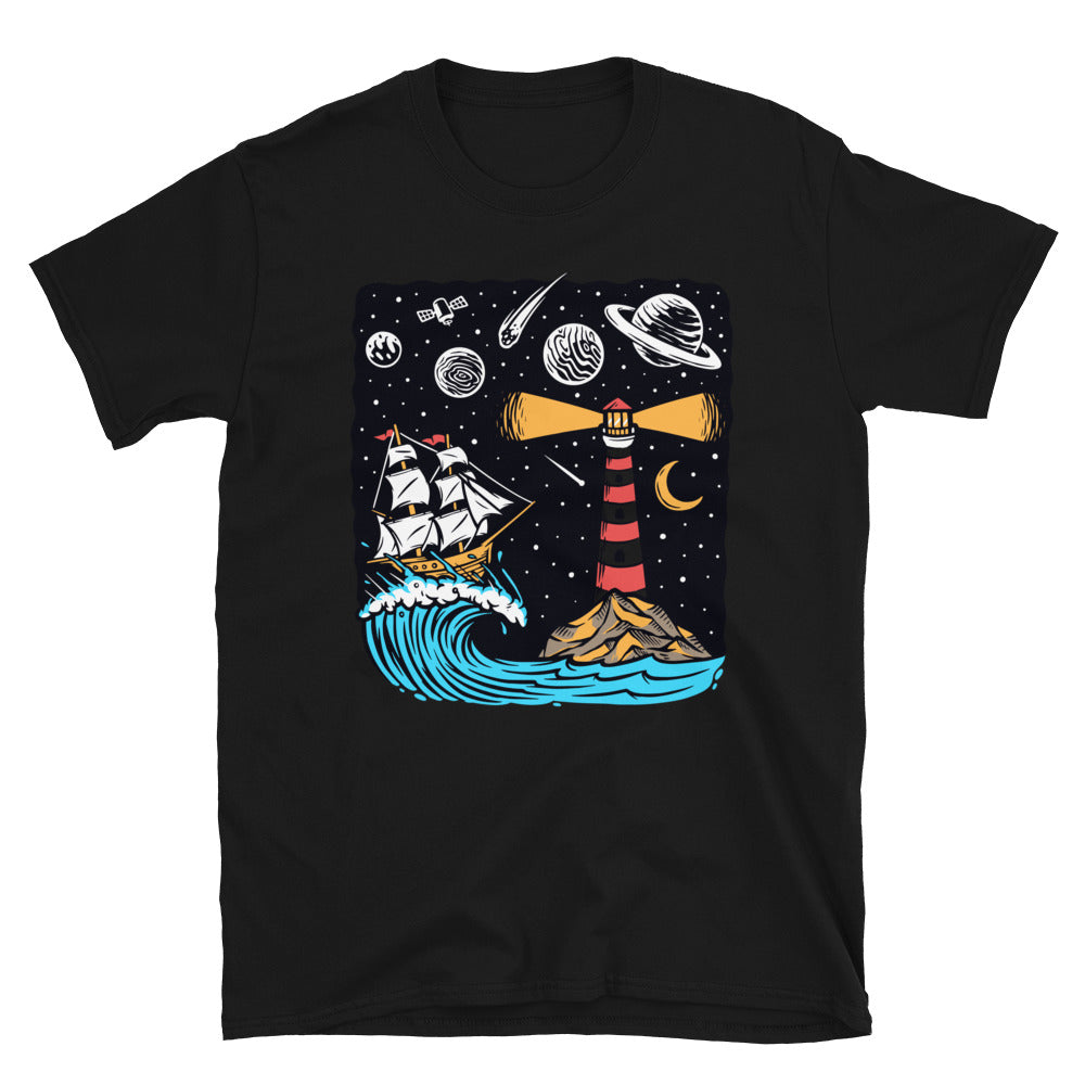 Segeln auf dem Mond bei Nacht. Fit Unisex Softstyle T-Shirt