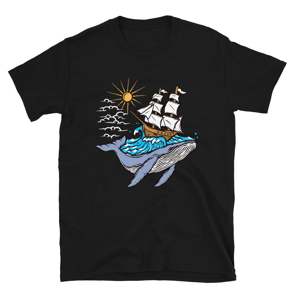 Aventura de ballenas y barcos Fit Unisex Softstyle Camiseta