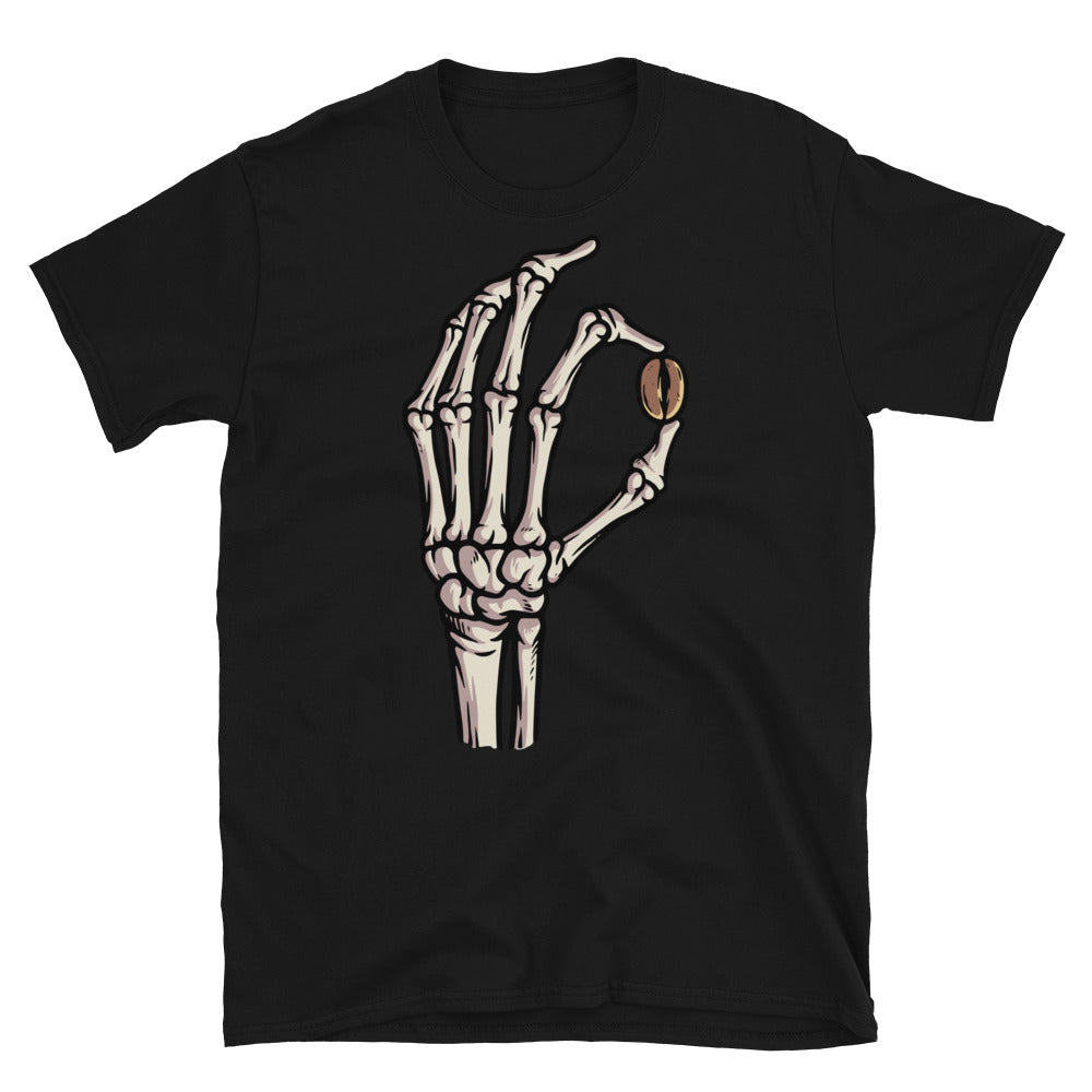 Totenkopfhand mit Kaffeebohnen Fit Unisex Softstyle T-Shirt