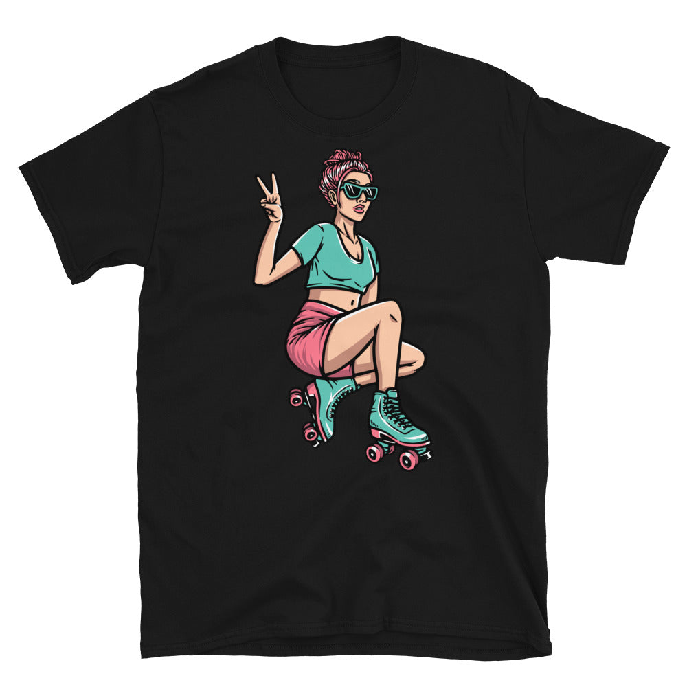 Young woman on roller skates Fit Unisex Softstyle T-Shirt