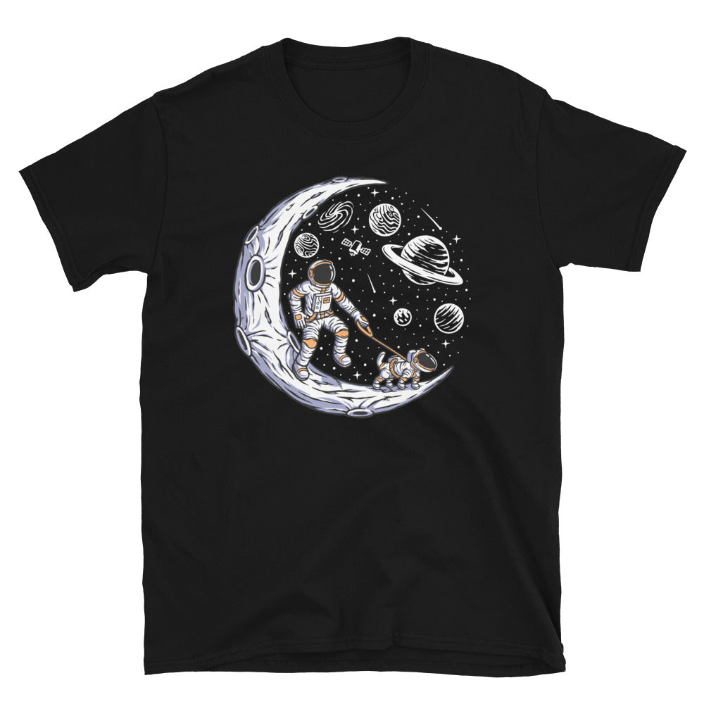 Astronaut with his Dog on the Moon - Fit Unisex Softstyle T-Shirt