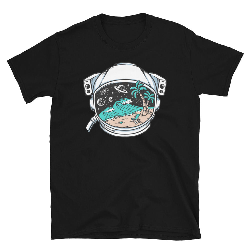 Beach View in Astronauts Helmet - Fit Unisex Softstyle T-Shirt