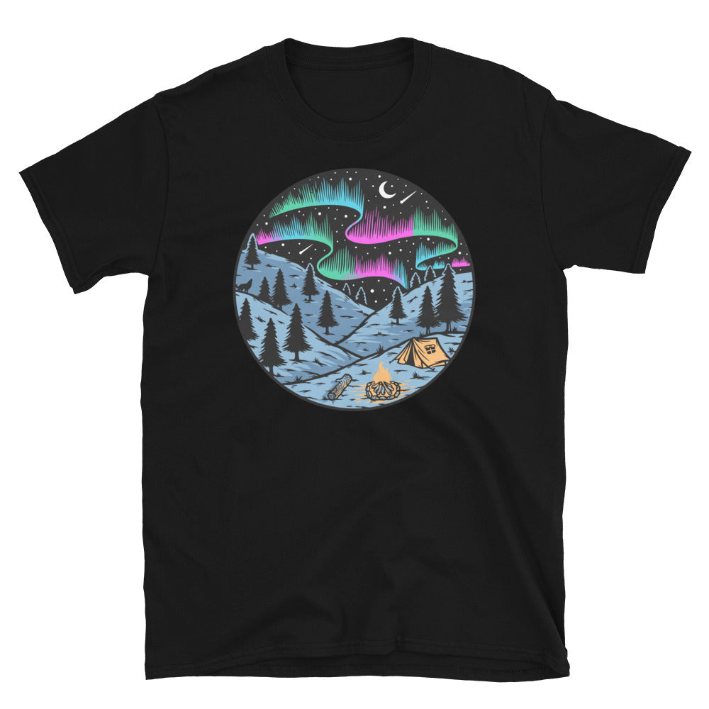 Camping Under the Aurora - Fit Unisex Softstyle T-Shirt