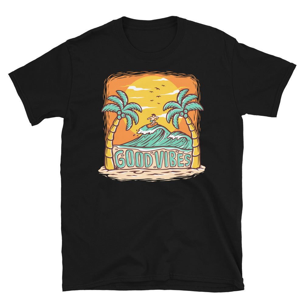 Good Vibes Riding the Waves - Fit Unisex Softstyle T-Shirt