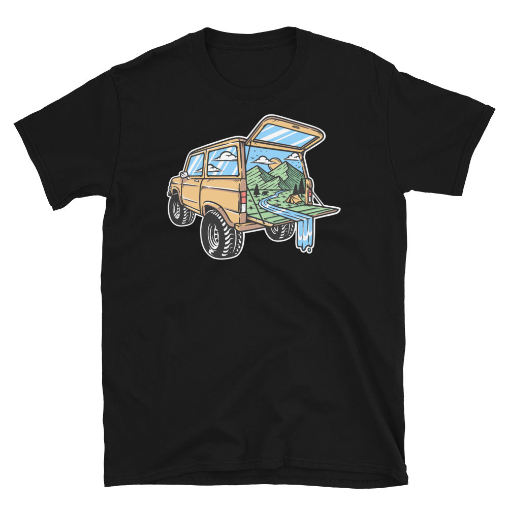 Mountain view in the car Fit Unisex Softstyle T-Shirt