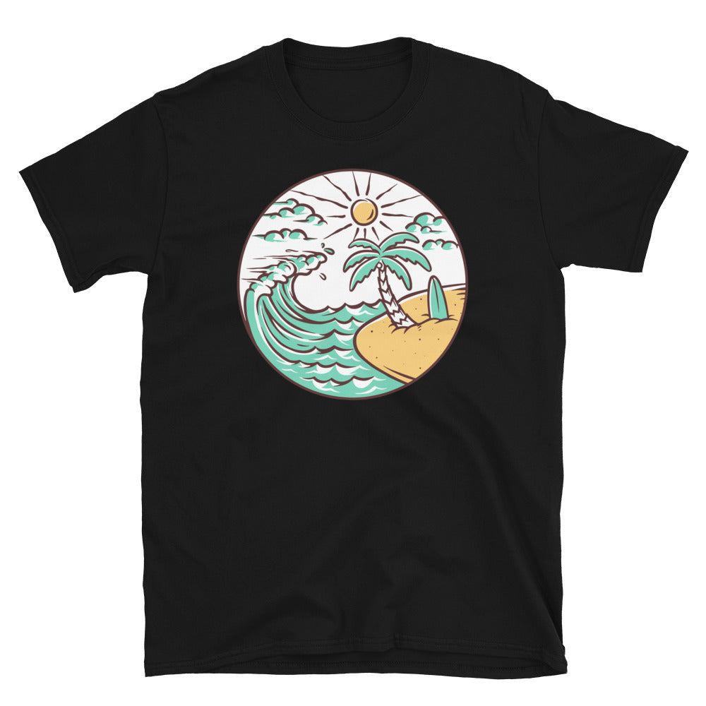 Vista a la playa natural Fit Camiseta unisex Softstyle