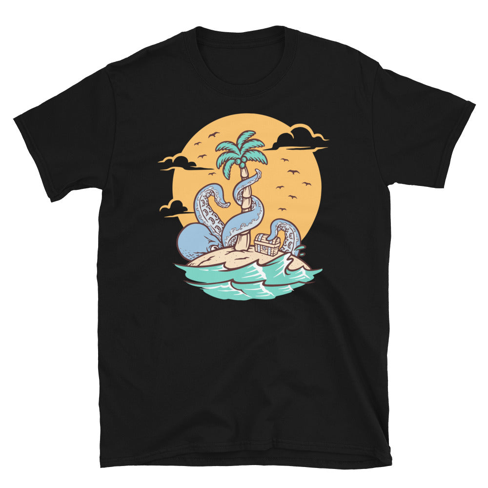 Oktopus auf der Insel Fit Unisex Softstyle T-Shirt