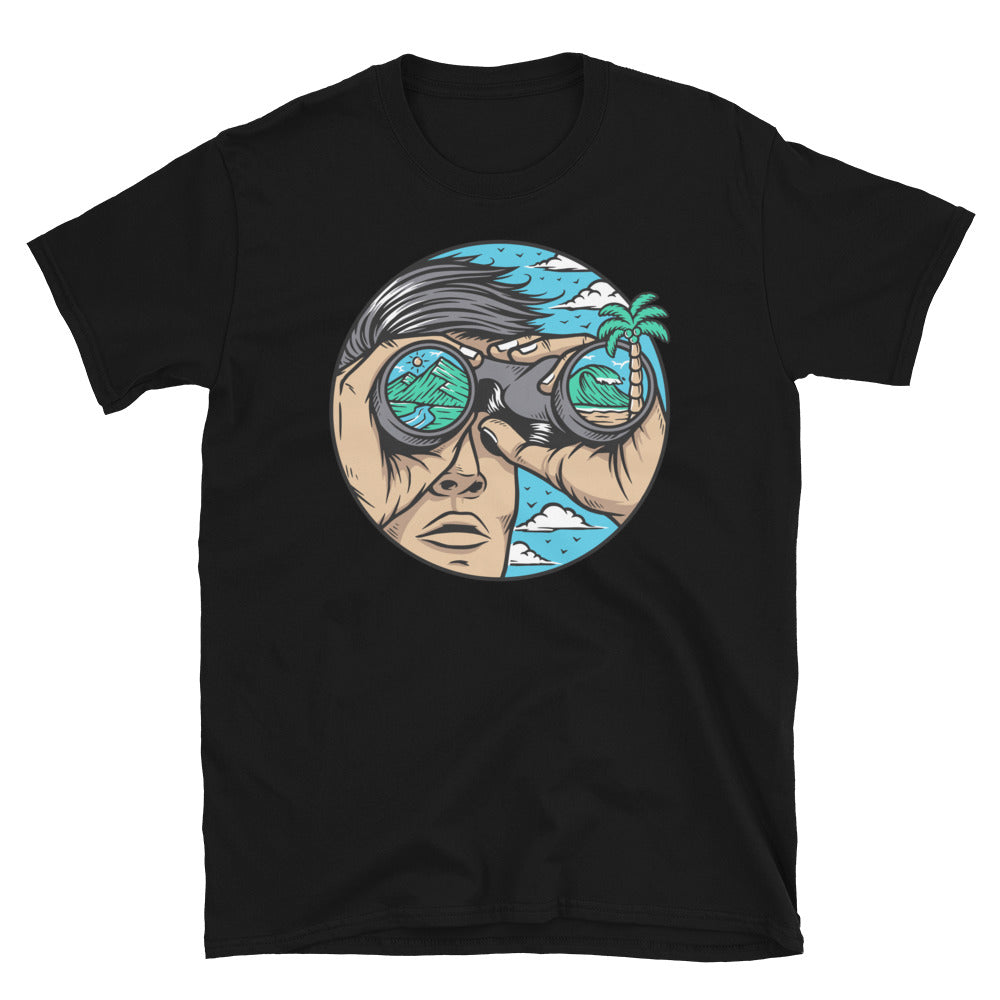 People see nature through binoculars Fit Unisex Softstyle T-Shirt