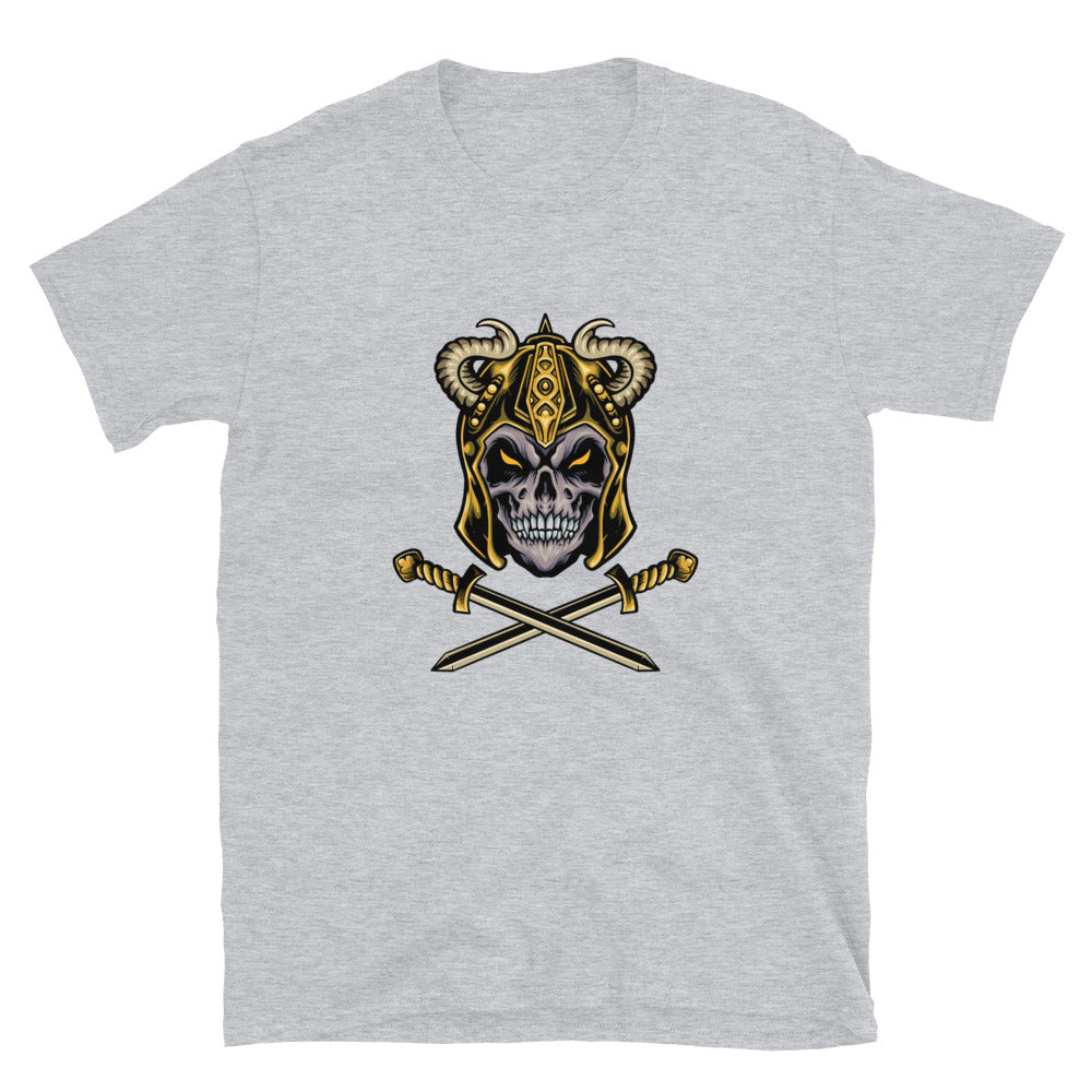 Viking Skull Warrior with Helm Blade Mascot Fit Unisex Softstyle T-Shirt