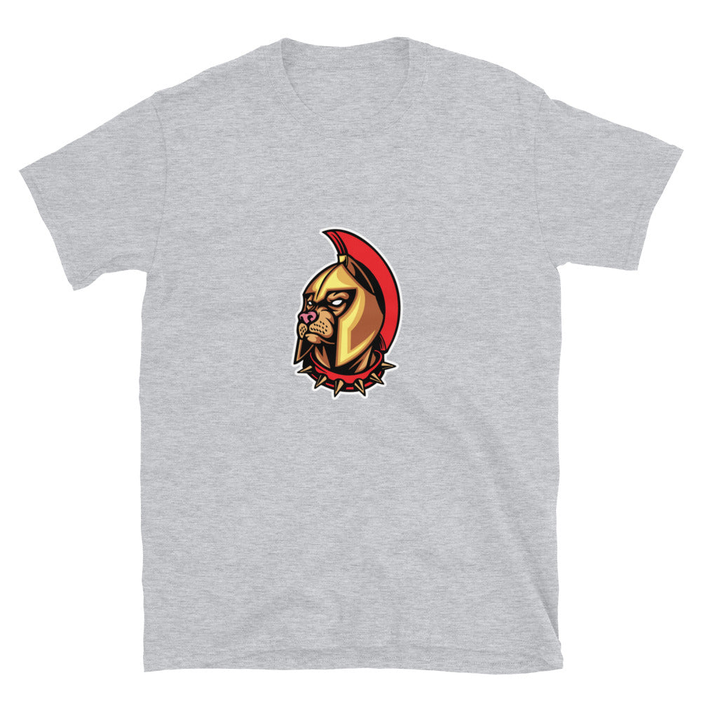 Spartan Knight Angry Bulldog Mascot Fit Unisex Softstyle T-Shirt