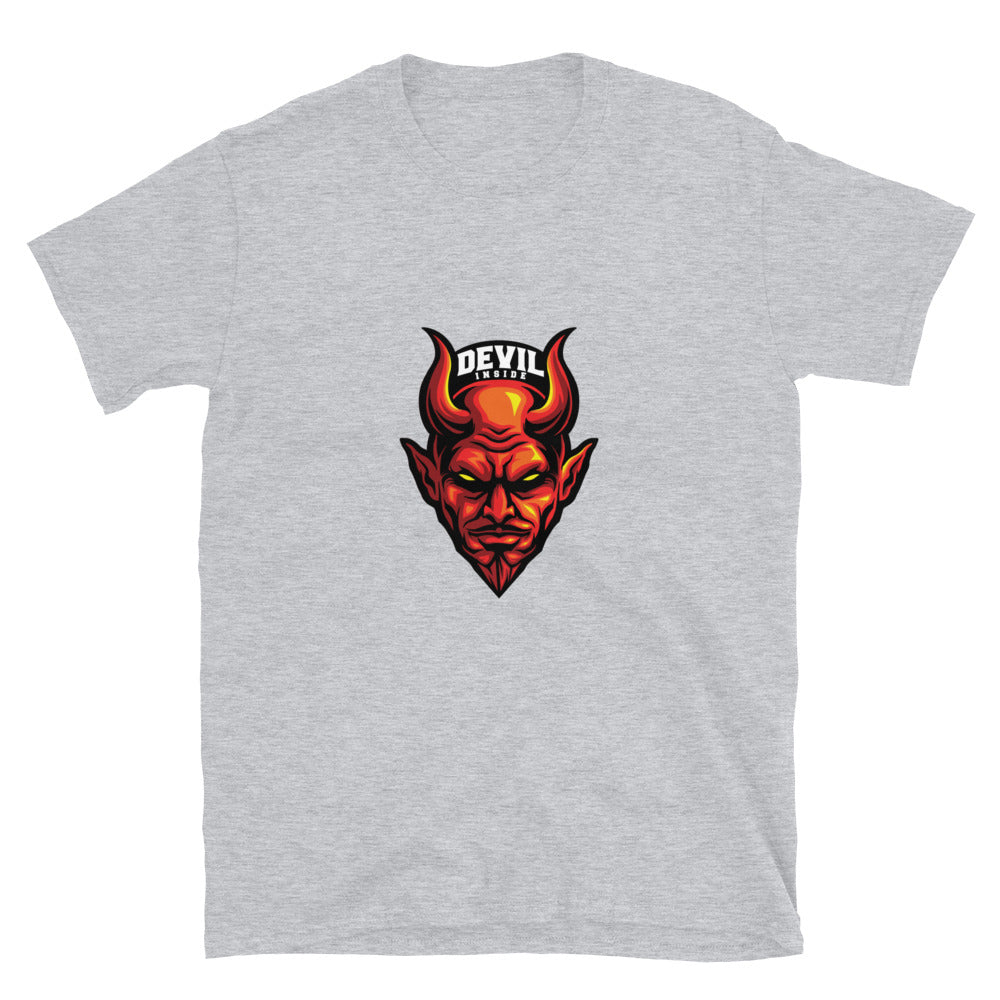 Red Devil Head With Horn Mascot Satanic Fit Unisex Softstyle T-Shirt