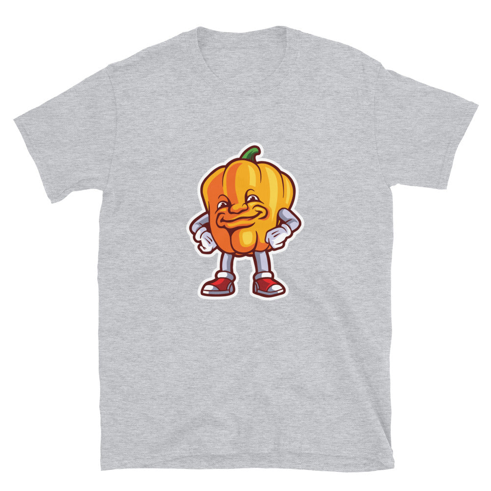 Vegetarisches Lächeln Paprika Maskottchen Fit Unisex Softstyle T-Shirt