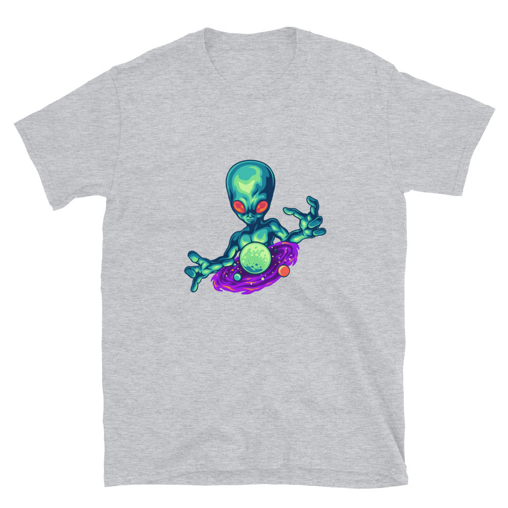 Alien espeluznante y su galaxia Fit Unisex Softstyle Camiseta