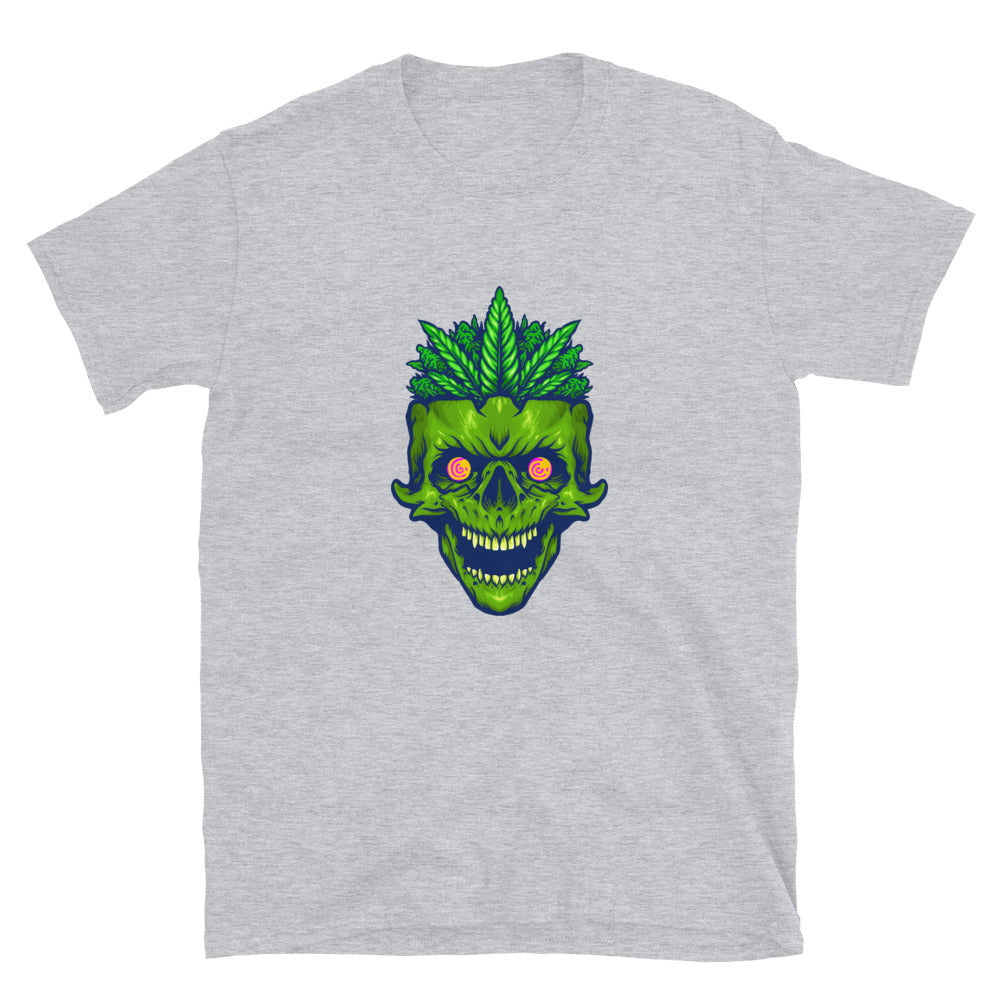 Weed leaf monster skull head Fit Unisex Softstyle T-Shirt