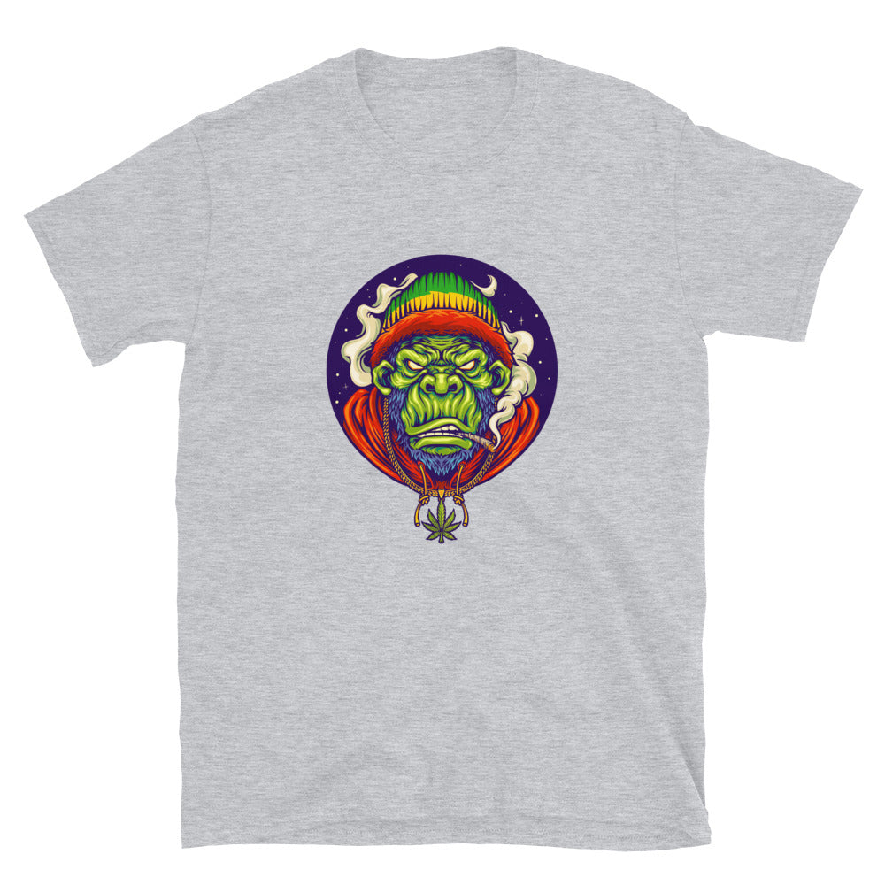 Rasta gorilla Hip Hop smoking weed Cannabis Necklace Fit Unisex Softstyle T-Shirt