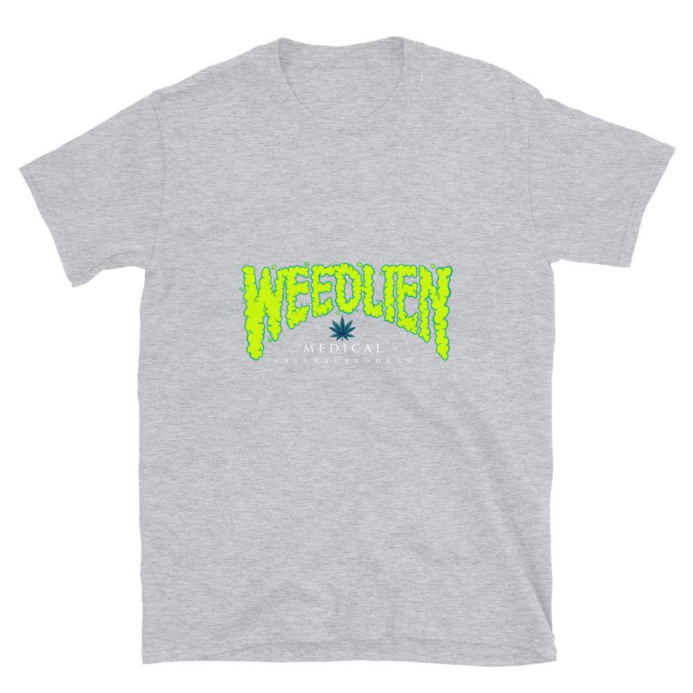 Weed alien palabra letras tipografía HandDrawn Fit Unisex Softstyle Camiseta