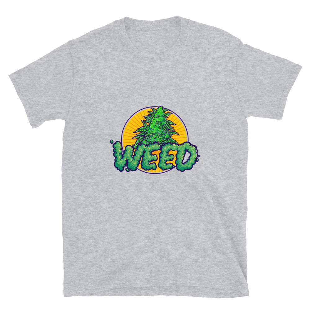 Weed smoke word lettering Logo cannabis Plant leaf Fit Unisex Softstyle T-Shirt