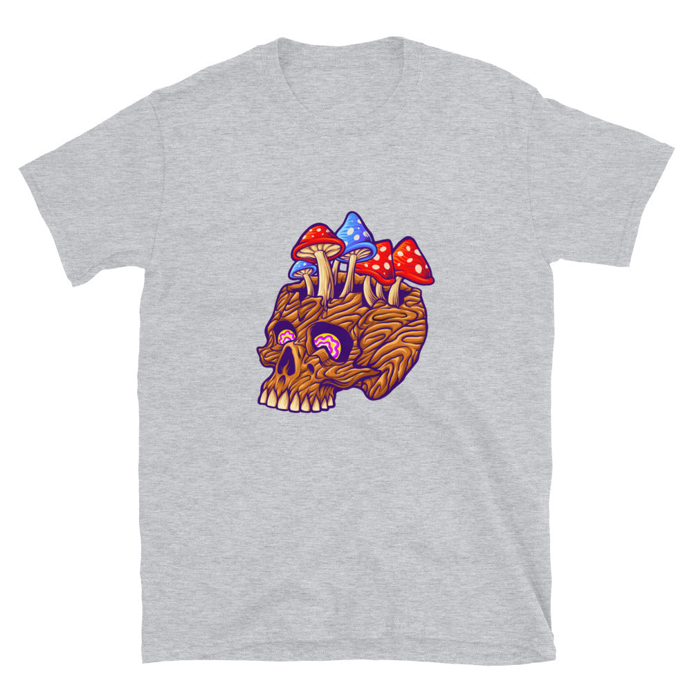 Wood skull with mushrooms Fungu Fit Unisex Softstyle T-Shirt