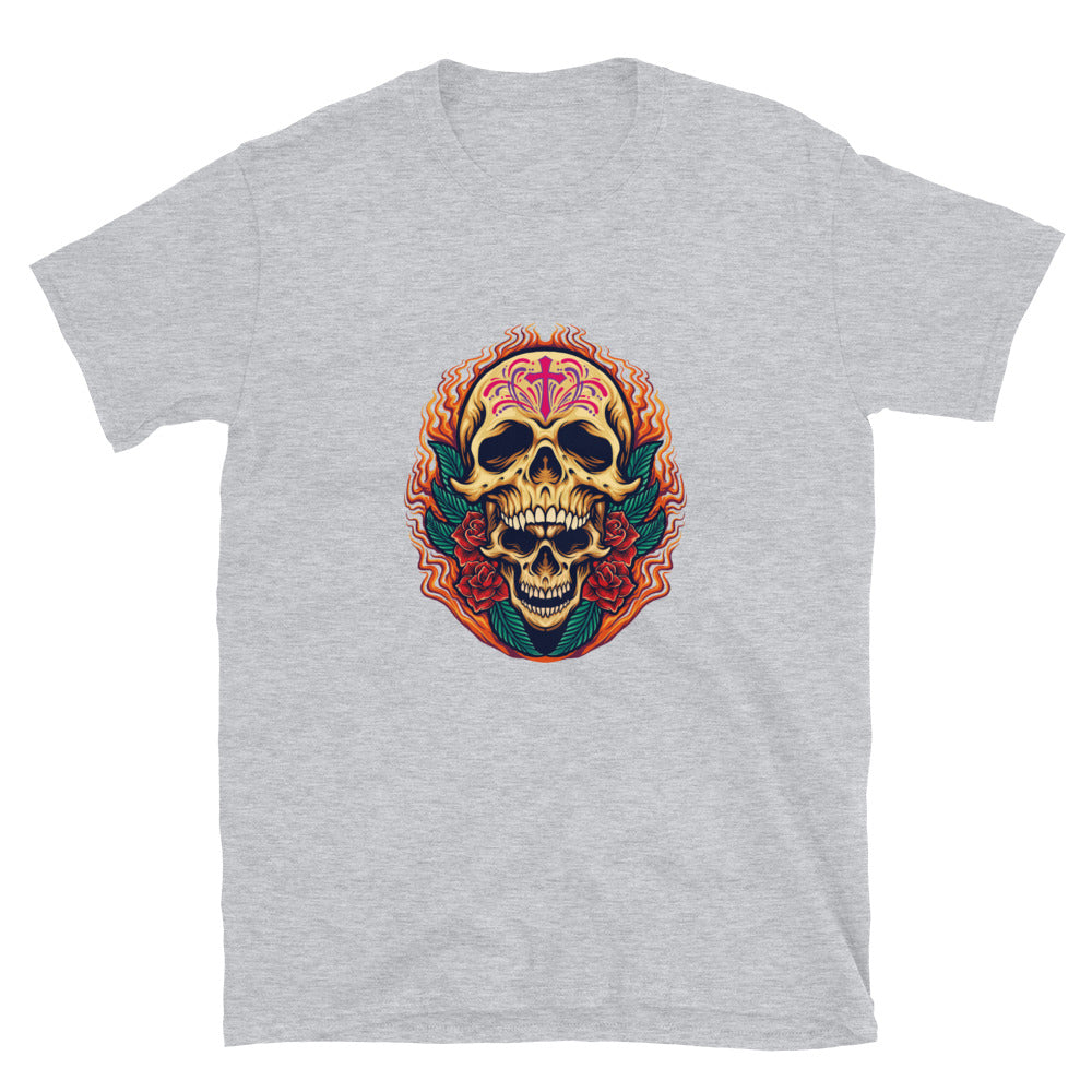 Sugar Skull Dia De Los Muertos Mexikanisches Tattoo Fit Unisex Softstyle T-Shirt