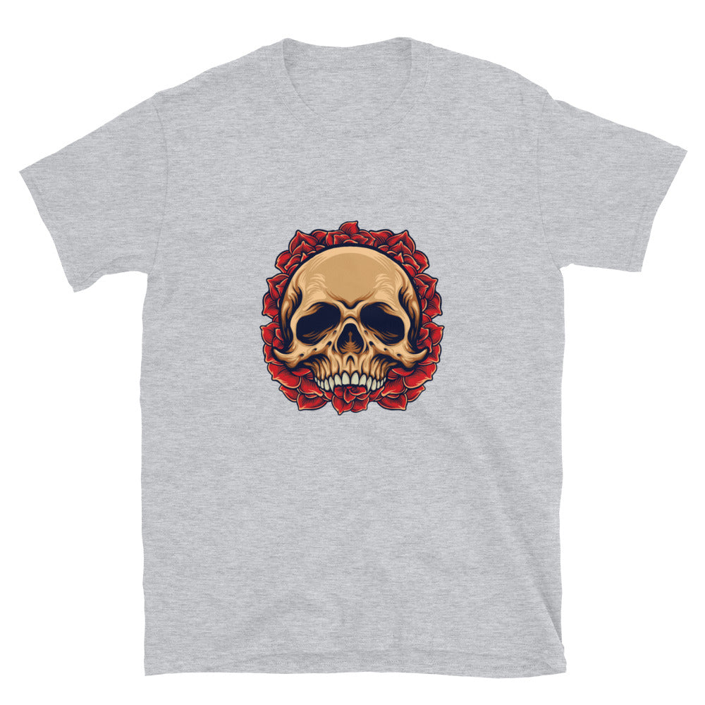 Camiseta unisex Softstyle con marco de rosas de calavera de azúcar