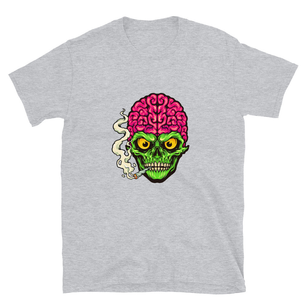 Smoking Skull Weed Cigarette Fit Unisex Softstyle T-Shirt