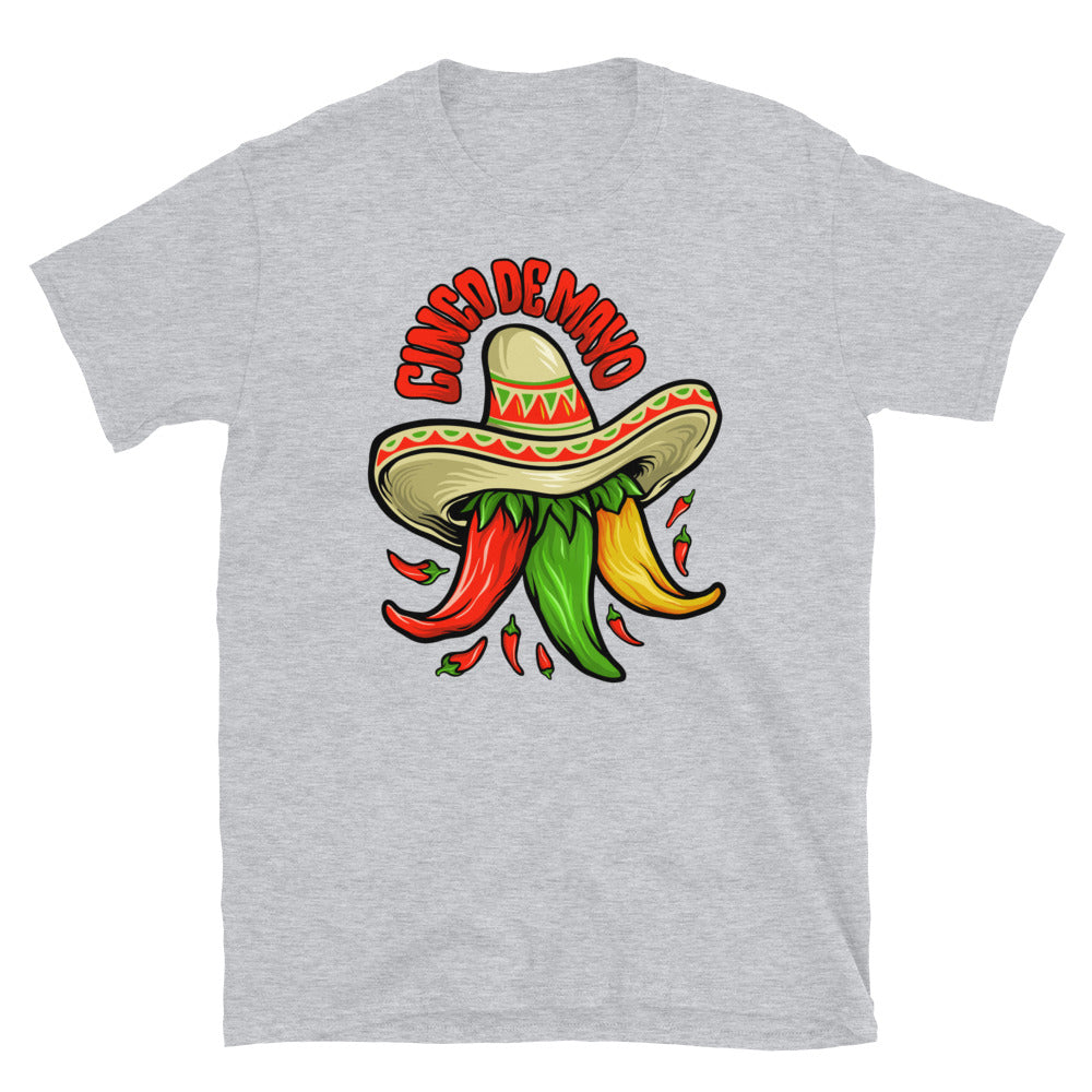 Logo Restaurant Cinco de Mayo Mexican Chili Mascot Fit Camiseta unisex Softstyle