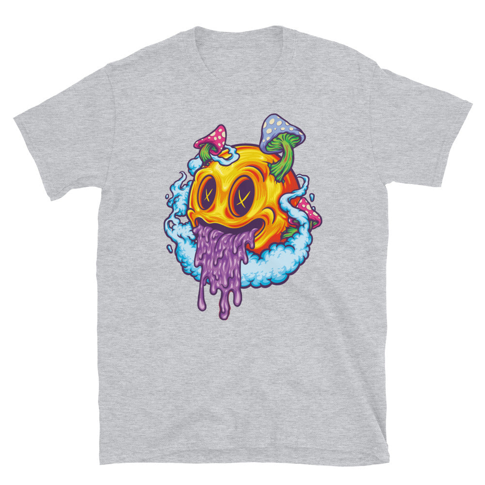 Yellow Smiley Icon Psychedelic Fungus Fit Unisex Softstyle T-Shirt