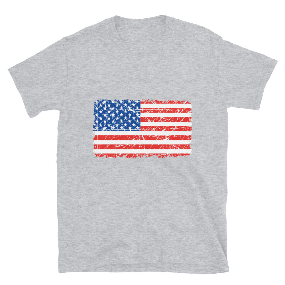 USA Grunge Flag Fit Unisex Softstyle T-Shirt