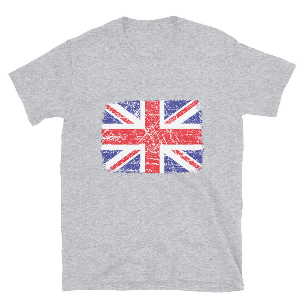 UK Flag Distressed 4 Fit Unisex Softstyle T-Shirt